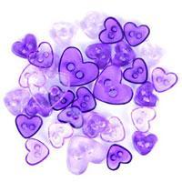 Trimits Mini CraftTransparent Heart Buttons - Purple Shades - Hobby & Crafts