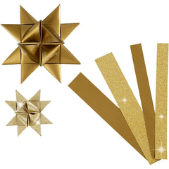 40 x Vivi Gade Gold With Glitter Lacquered Surface Paper Star Strips Crafts