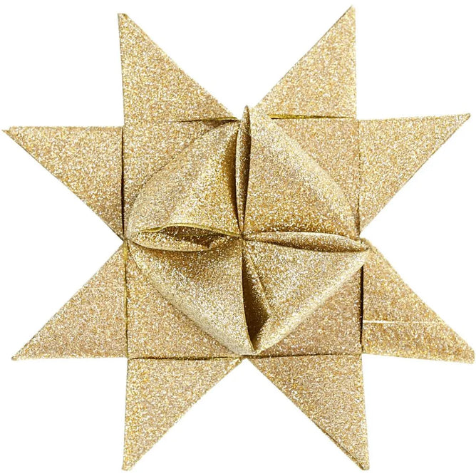 40 x Vivi Gade Gold With Glitter Lacquered Surface Paper Star Strips Crafts