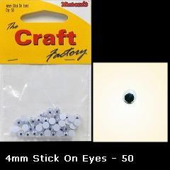 Minicraft Goo Goo Stick On Moving Eyes 4mm - Black - Hobby & Crafts