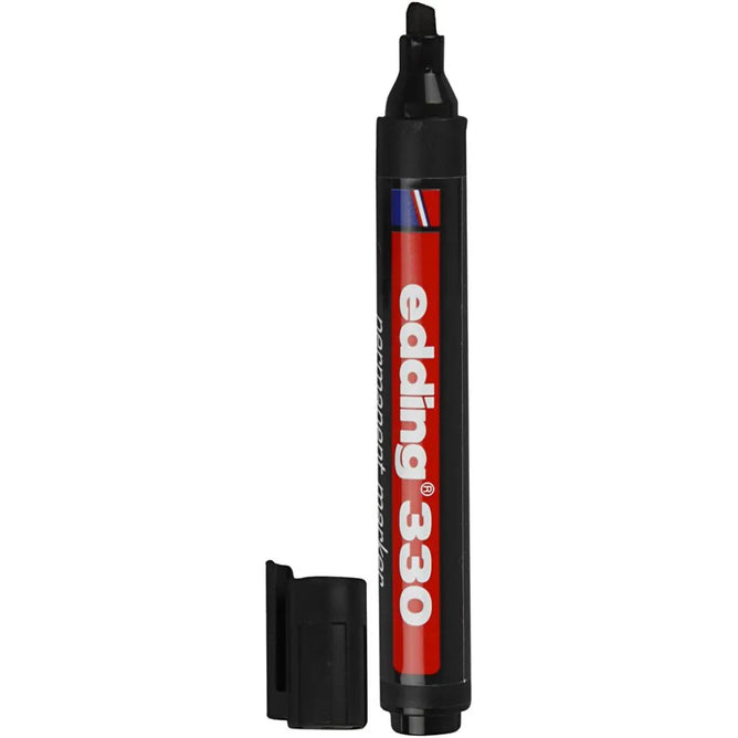 1 x Edding 330 Marker Permanent Pen 1-5 mm Line Chisel Tip Black Colour Waterproof