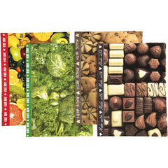 Assorted Sheets of Semi-Transparent Decoupage Papers - 4 Designs - Fruits Veg chocolates - Hobby & Crafts