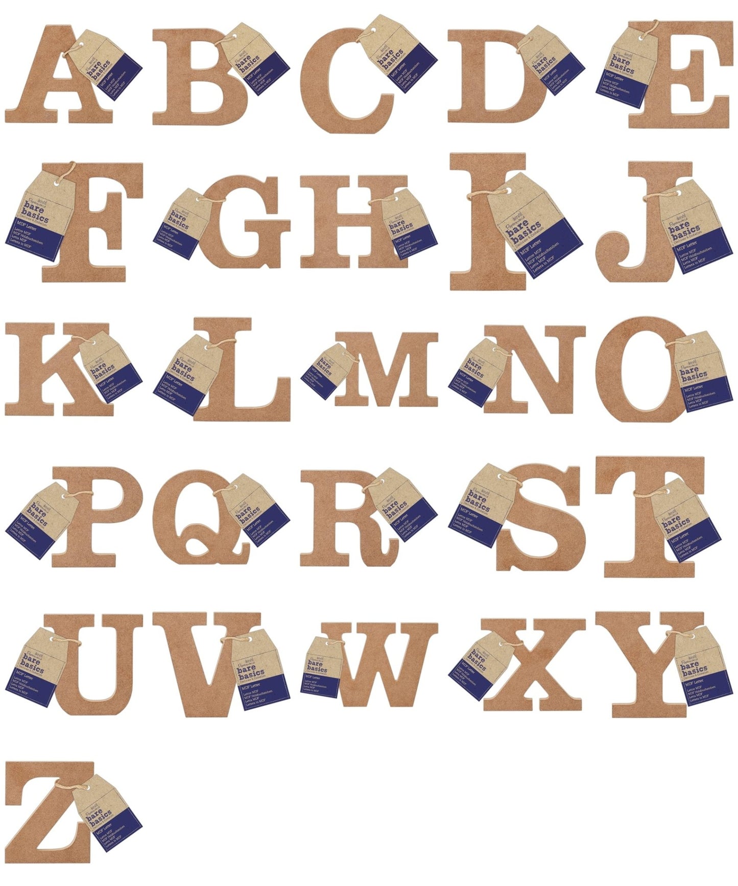 26 x Papermania Bare Basics MDF Alphabet Letters ( A - Z ) Home Wedding Decoration Scrapbooking Crafts - Home - Crafts