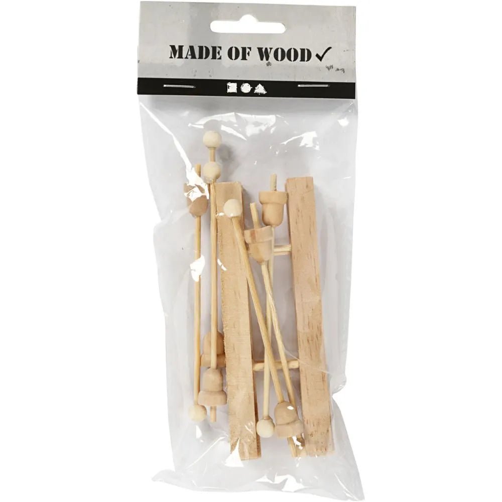 3 x Pine Wood Finished Ski Sticks Pairs For Christmas Decorations Crafts 11 cm