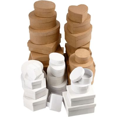 30 Assorted Boxes Paper Mache Cardboard Gift Storage Decorate Personalize
