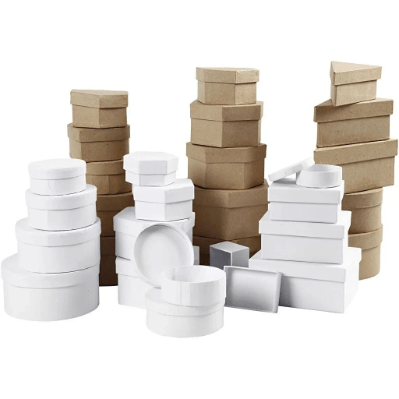30 Assorted Boxes Paper Mache Cardboard Gift Storage Decorate Personalize