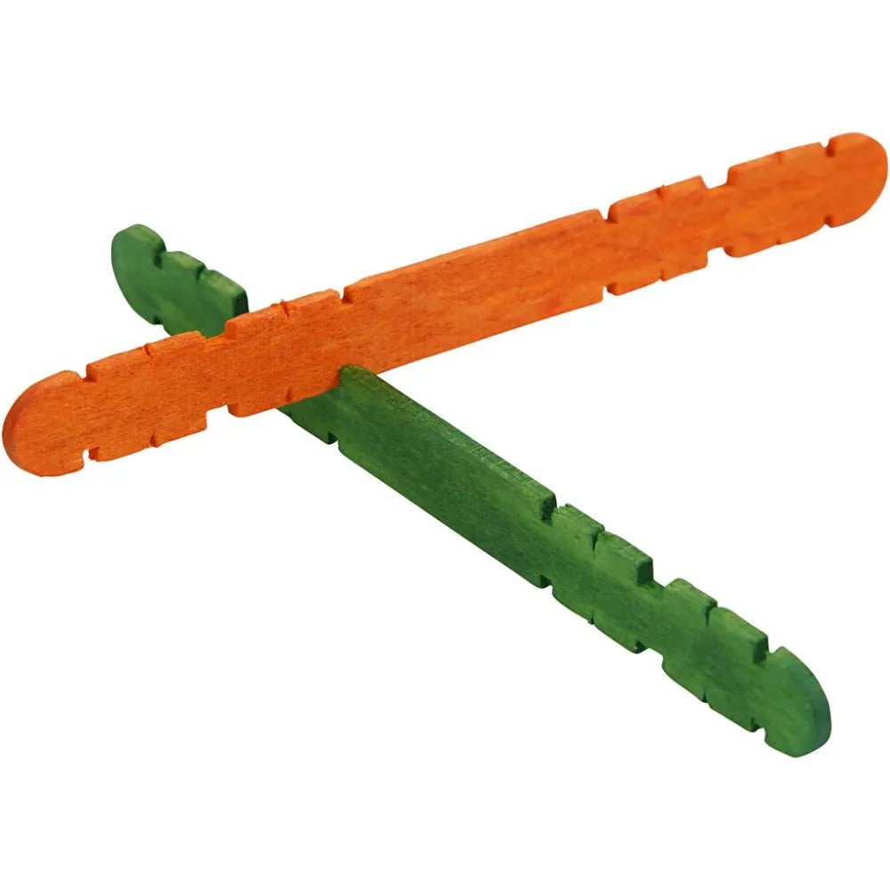 30 Wooden Construction Sticks 11.4cmx10mm Assorted Colours Decor Children Crafts