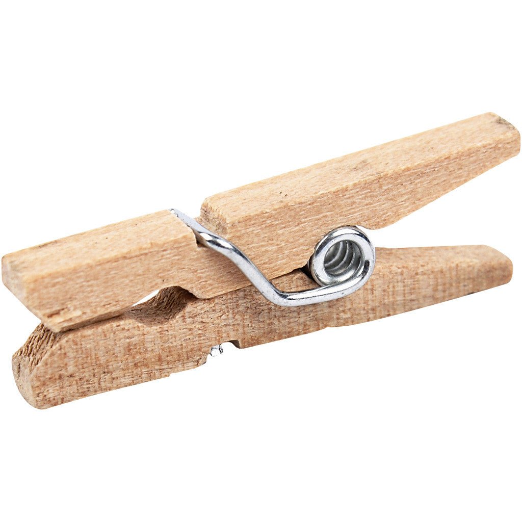 30 x Birch Wood Clothes Pegs With Metal Spiral Decoration Crafts L: 25mm W: 3mm - Home - Crafts