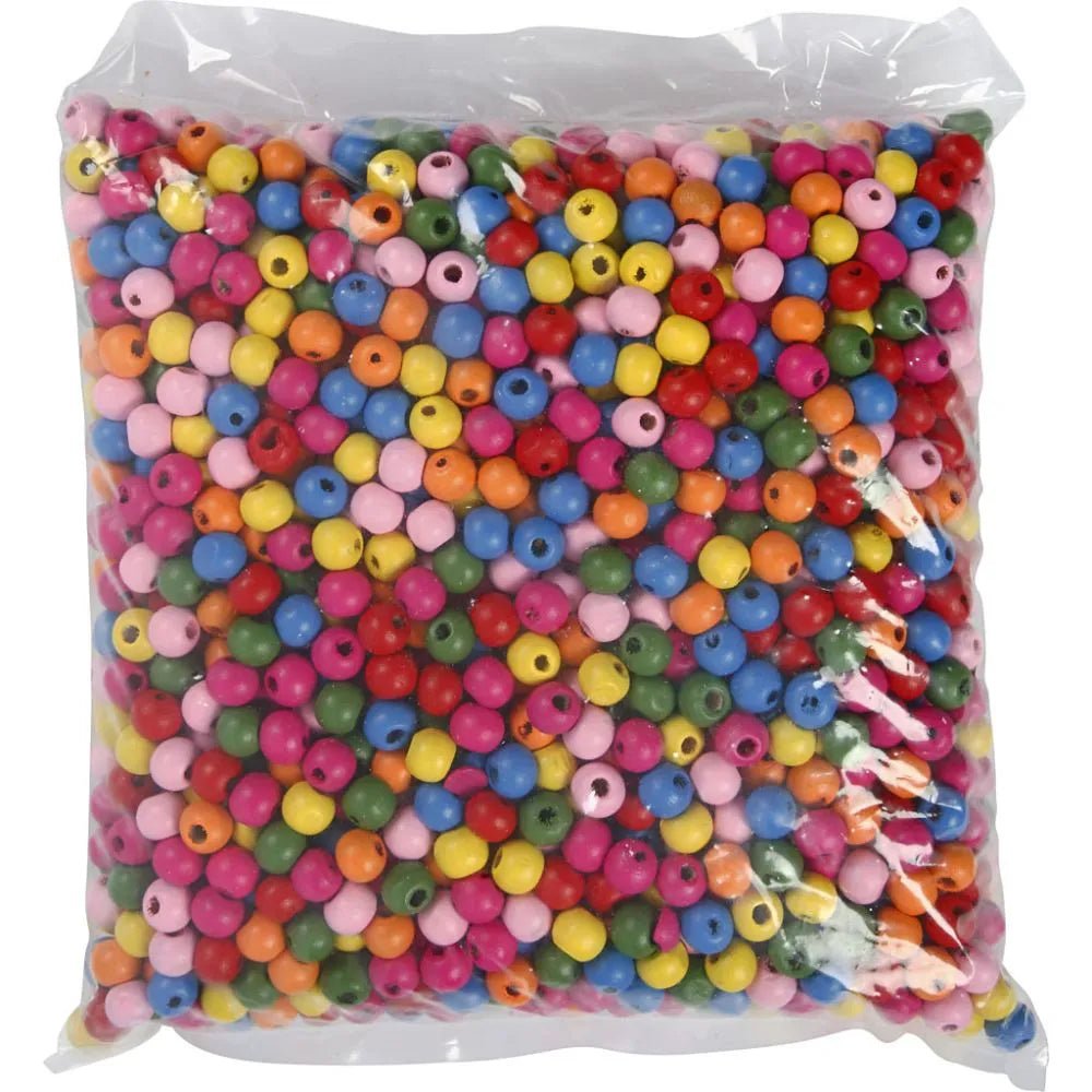 3100 x Assorted Colour Mix Wooden Bead Jewellery Making Supplies Crafts 8mm 500g