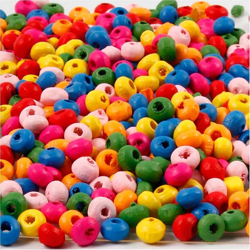 3100 x Assorted Colour Mix Wooden Bead Jewellery Making Supplies Crafts 8mm 500g
