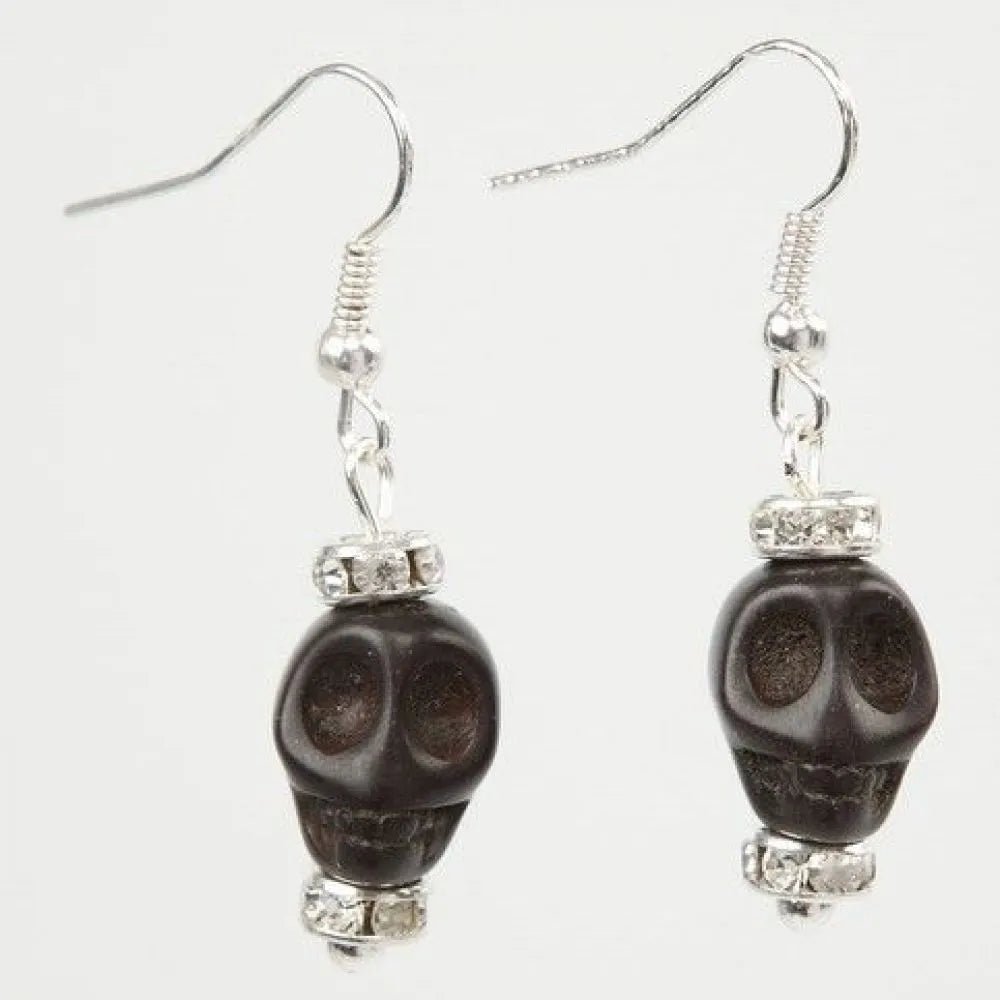 32 x Black Skull Head Emo Gothic Howlite 12mm Halloween Beads Jewellery Making