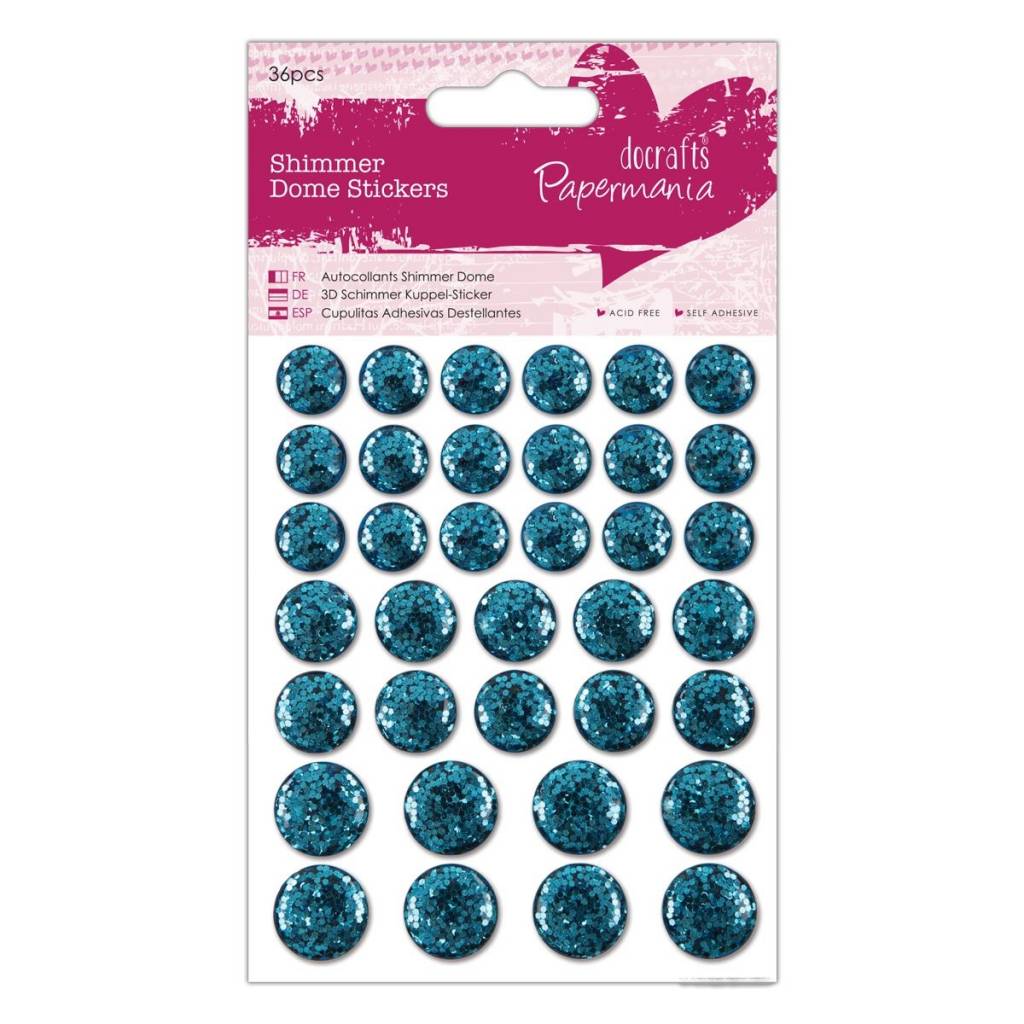 36 x Papermania Teal 3D Shimmer Dome Stickers Scrapbooking Embellishments Crafts - Home - Crafts