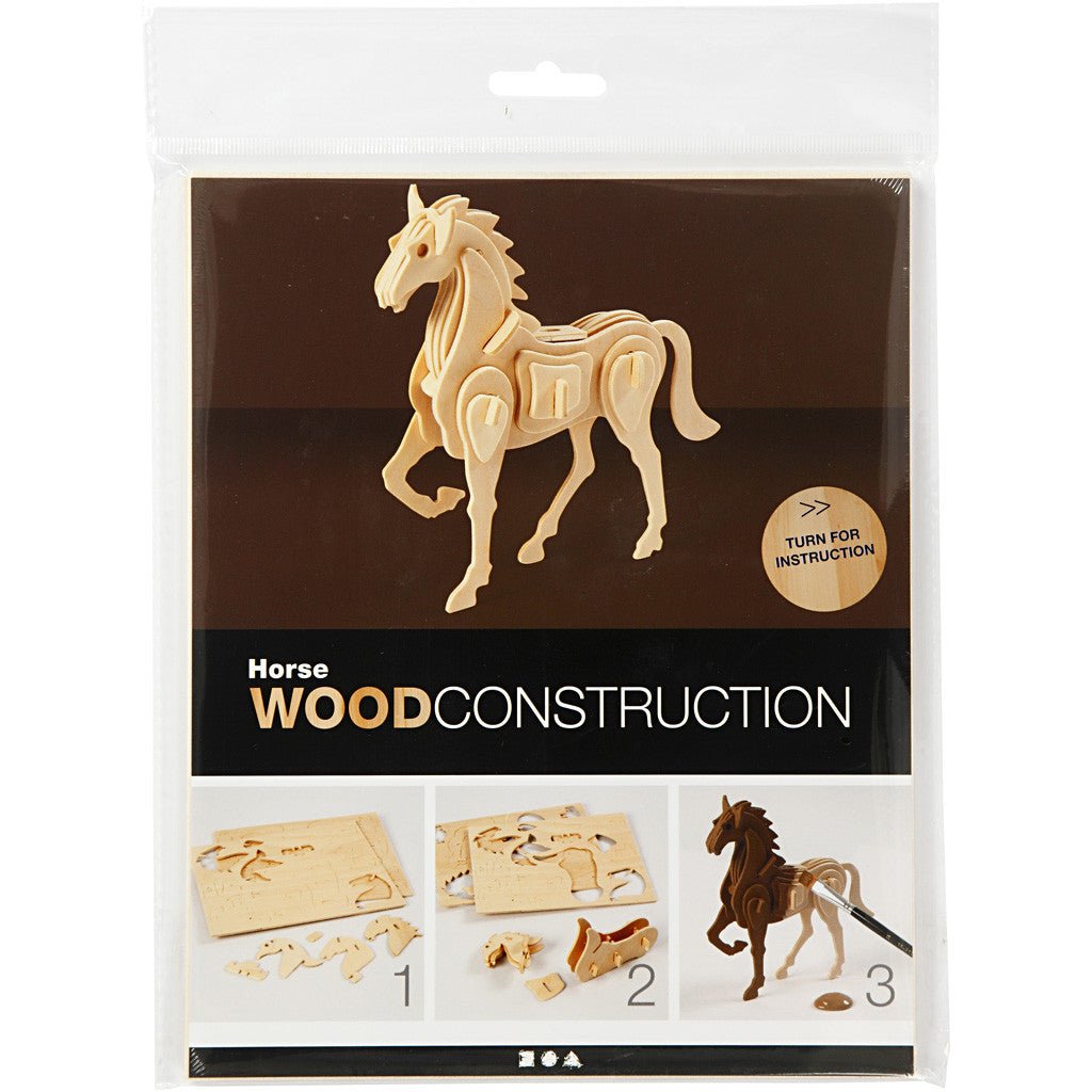 3D Plywood Toy Construction Kit Children Decoration Crafts 18x4.5x16 cm - Horse - Home - Crafts