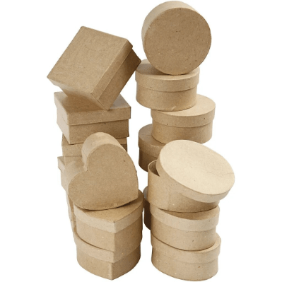4 Assorted Boxes Natural Paper Mache Card Boxes | Gift Storage Decorate Personalize