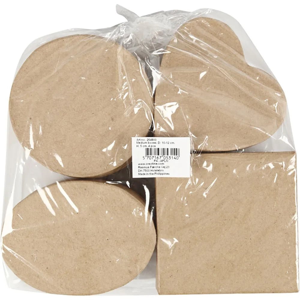 4 Assorted Boxes Natural Paper Mache Card Boxes | Gift Storage Decorate Personalize