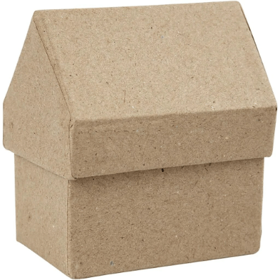 4 House Shaped Natural Paper Mache Card Boxes Gift Storage Decorate Personalize