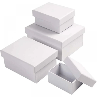 4 Rectangular Boxes Paper Mache Cardboard Gift Storage Decorate Personalize