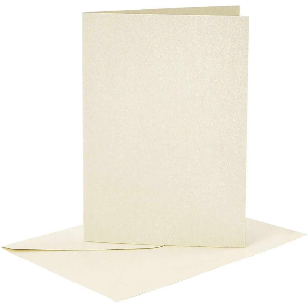 4 x Assorted Colour Mother Of Pearl Finish Blank Cards With Envelopes Craft Making - Home - Crafts