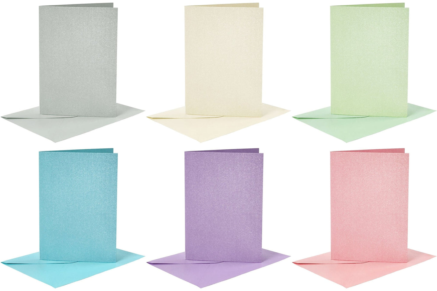 4 x Assorted Colour Mother Of Pearl Finish Blank Cards With Envelopes Craft Making - Home - Crafts