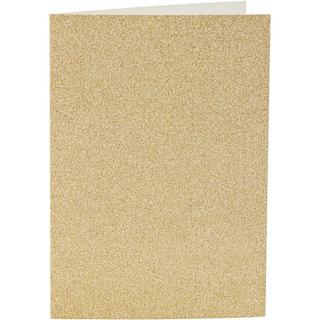 4 x Gold Colour Glitter Cards Paper Envelopes For Greetings Decoration - Home - Crafts