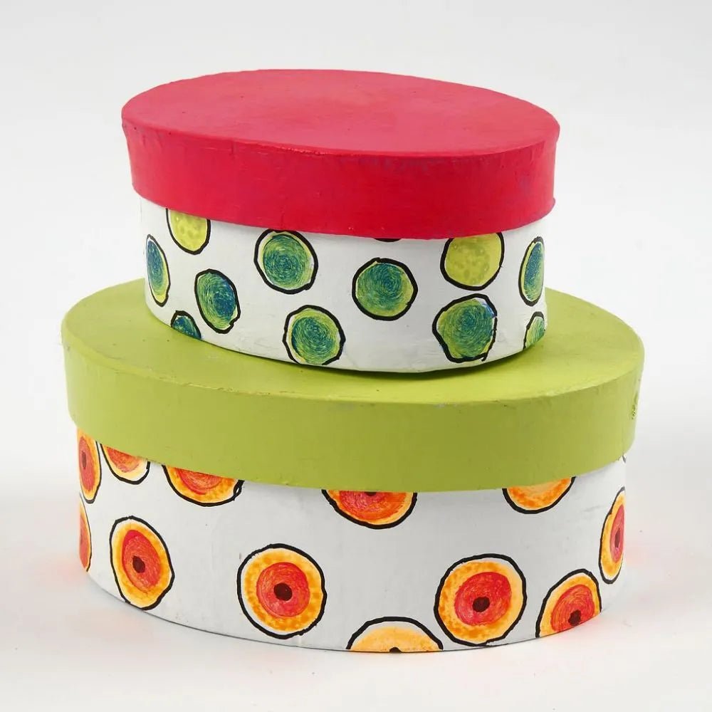 4 x Oval Shaped Boxes 10cm - 16cm Craft Storage White Cardboard Create Decorate