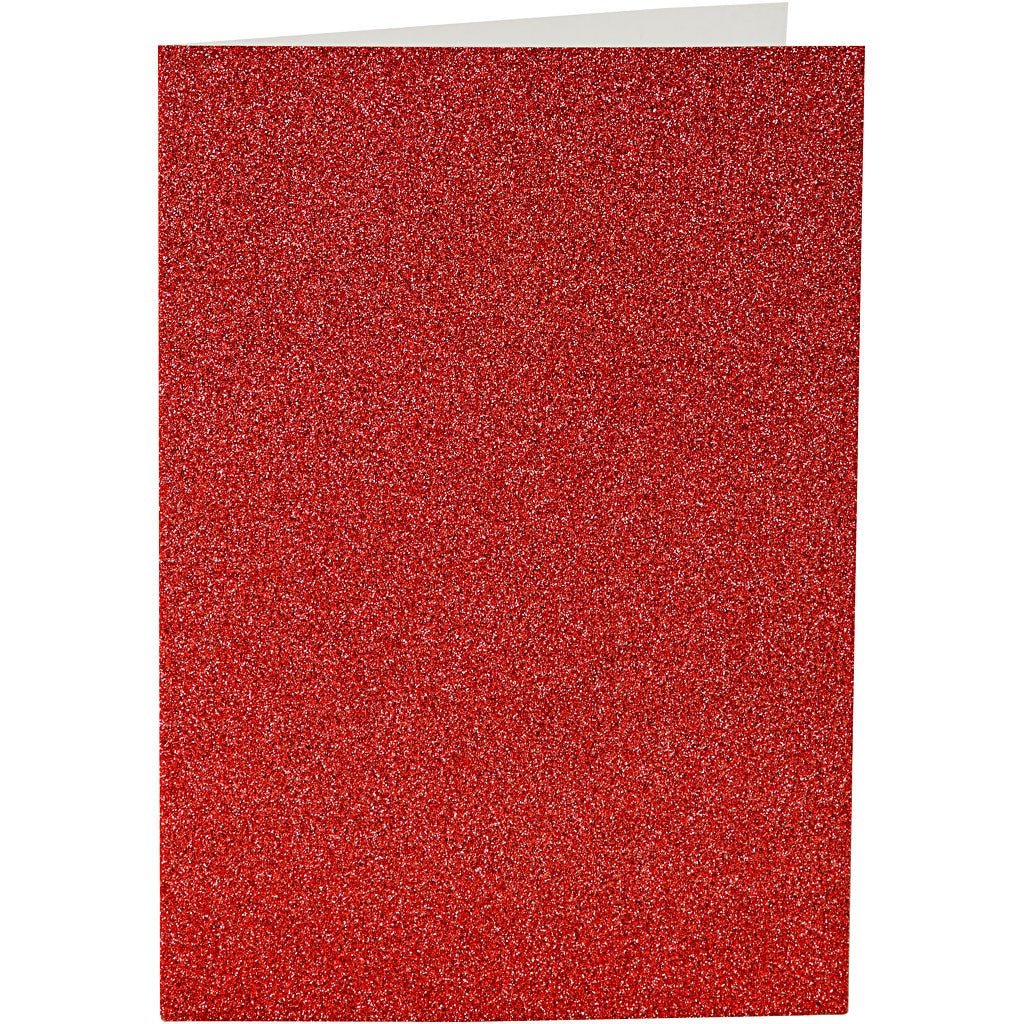 4 x Red Colour Glitter Cards Paper Envelopes For Greetings Decoration - Home - Crafts