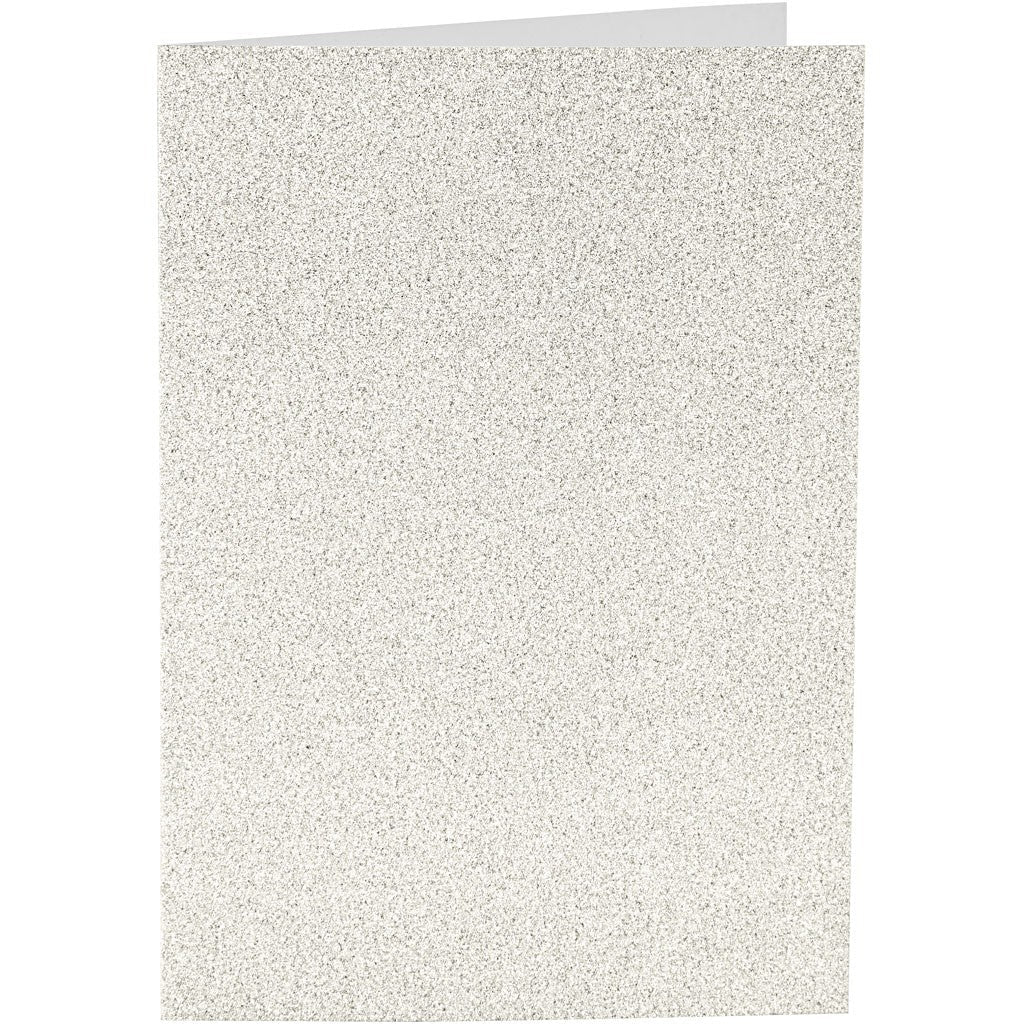4 x White Colour Glitter Cards Paper Envelopes For Greetings Decoration - Home - Crafts