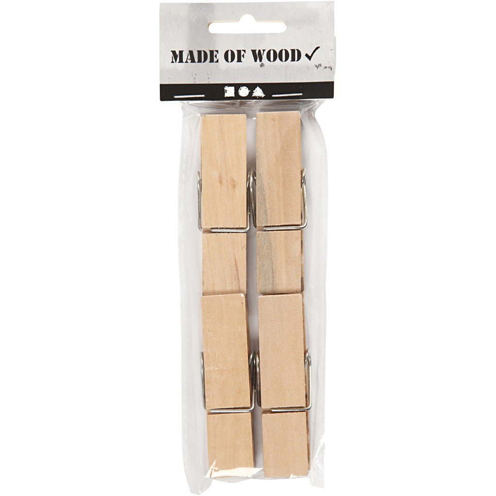 4 x Wooden Clothes Pegs With Metal Spiral Decoration Crafts L: 7.2cm W: 2cm - Home - Crafts