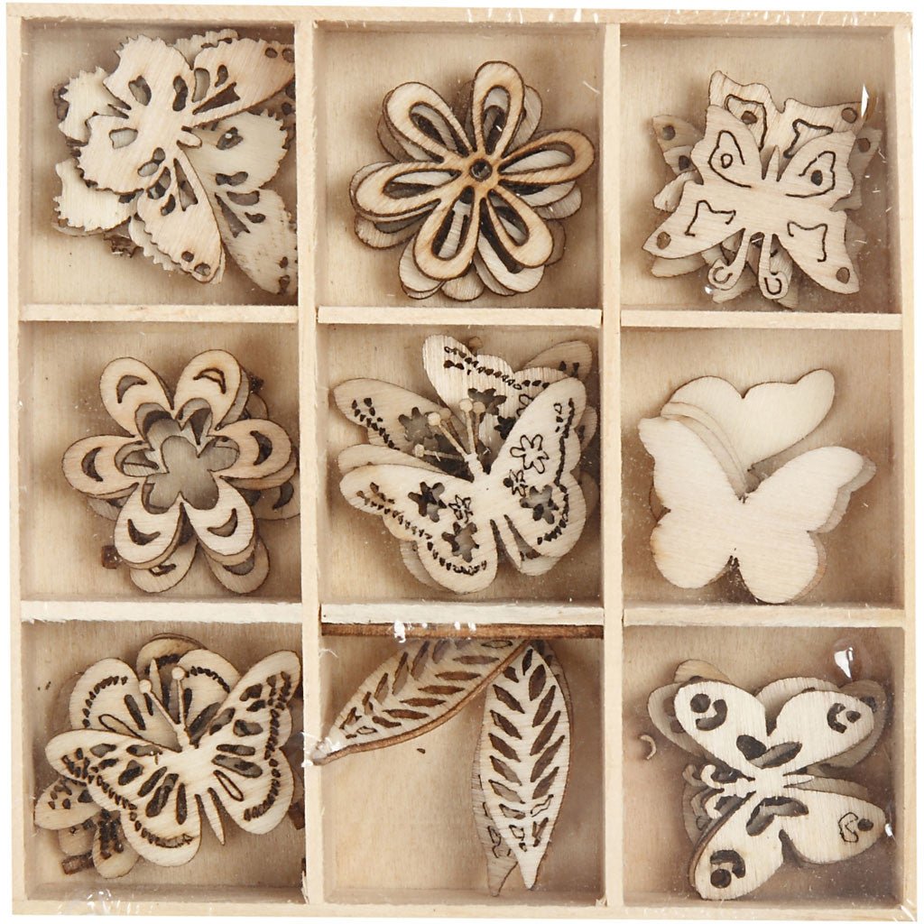 45 Small die - cut decorations from wood veneer 28 mm - Butterflies - Home - Crafts