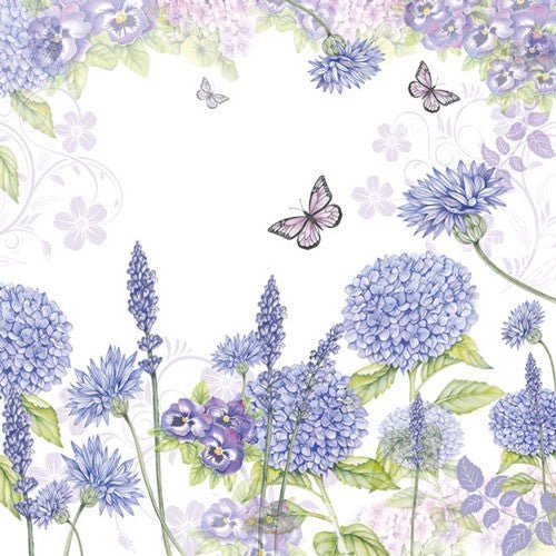 5 Napkins Purple Wildflowers 33 x 33 cm Tissue Decoupage Paper Party Craft - Home - Crafts