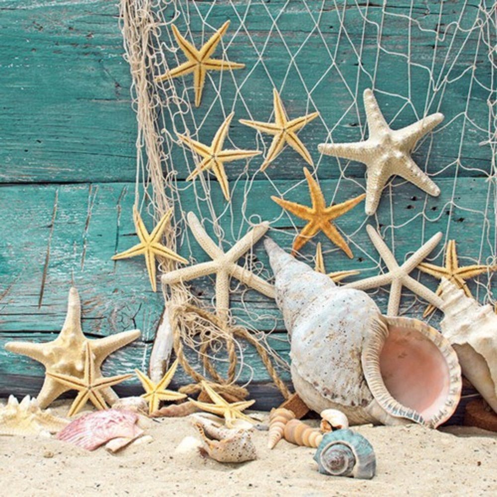 5 Napkins Starfish Shells Beach 33 x 33 cm Tissues Decoupage Paper Party Craft - Home - Crafts