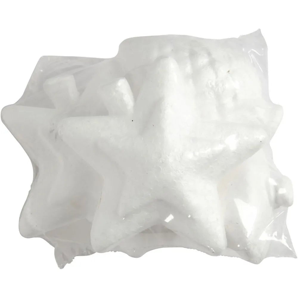 5 Polystyrene Christmas Shapes Heart Tree and Stars - 8 cm - Home-Crafts