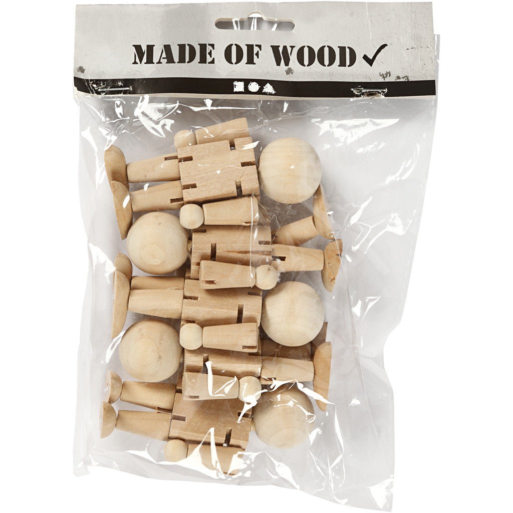 5 x China Berry Wood Body Figures With Elastic Decoration Crafts 5 cm - Home - Crafts