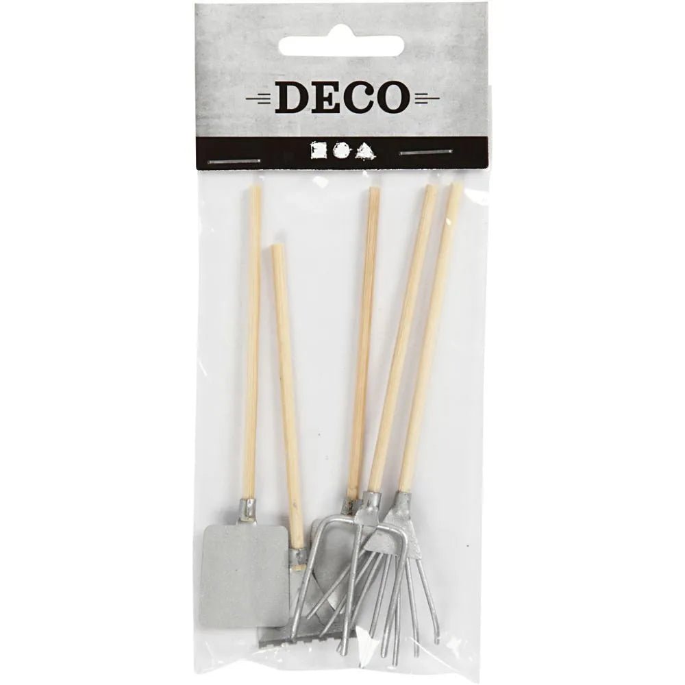 5 x Garden Metal Tools With Wooden Handle For Christmas Decorations 11 cm