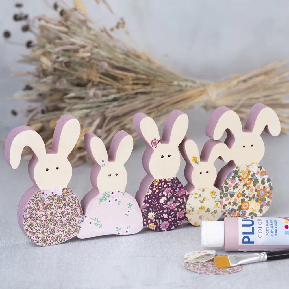 5 x Plywood Connected Bunnies Decoration Crafts 30x11x2 cm - Home - Crafts