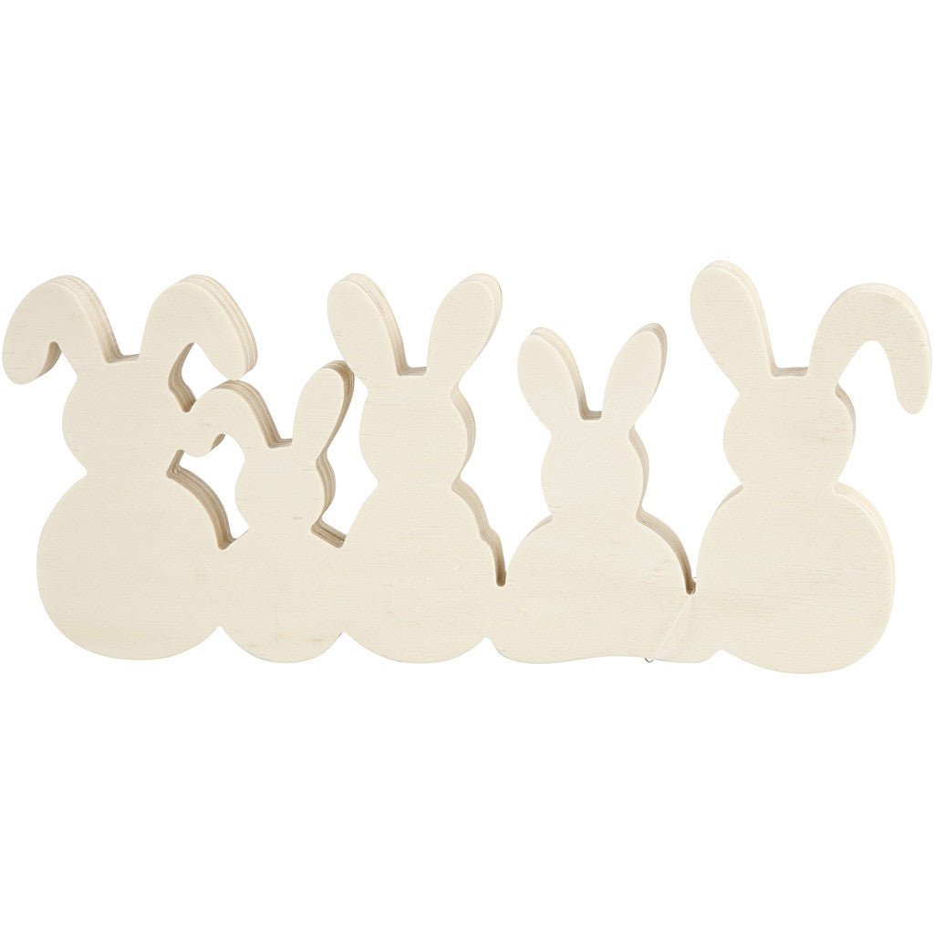 5 x Plywood Connected Bunnies Decoration Crafts 30x11x2 cm - Home - Crafts