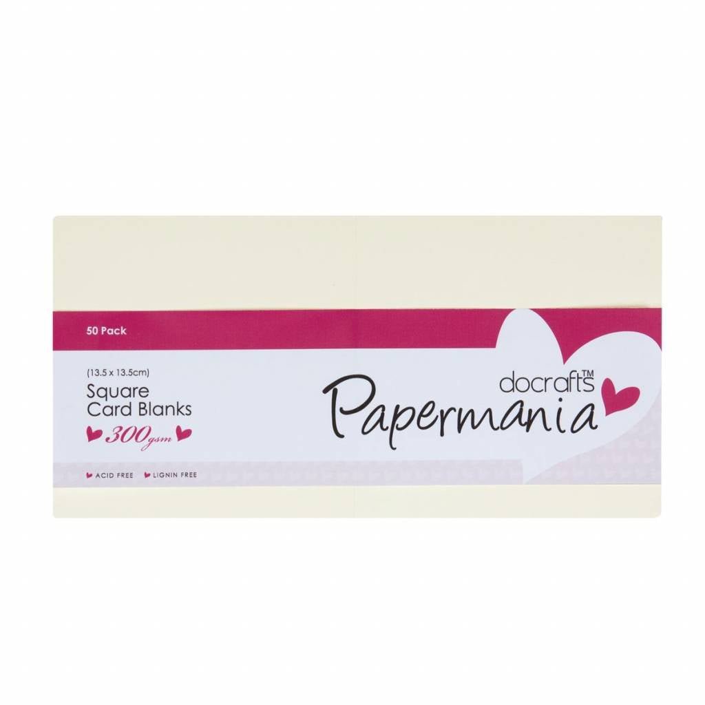 50 x Papermania Blank Cards Envelopes Pack Square Shaped Cream 13.5cmx13.5cm Card Making Crafts - Home - Crafts
