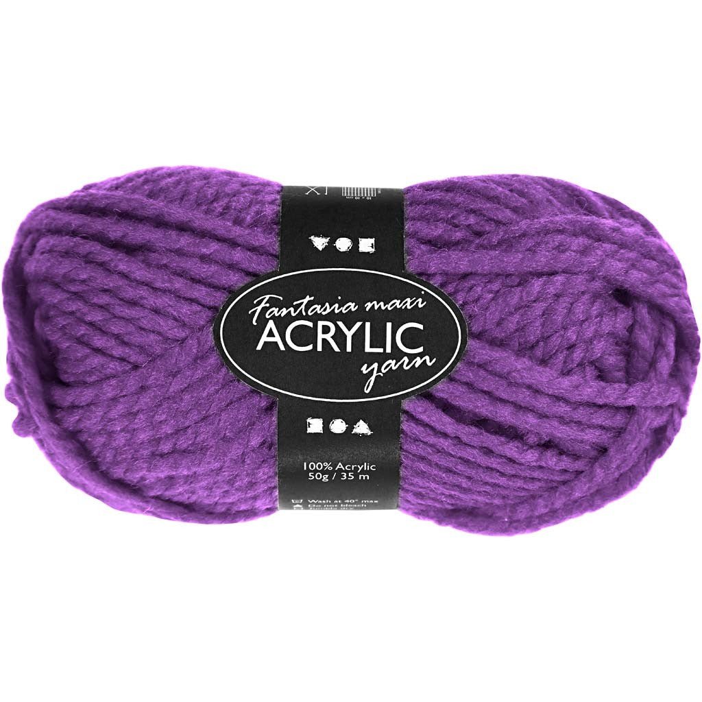 50g Fantasia Knitting 100% Acrylic Wool Chunky Yarn 35 m - Purple - Home - Crafts