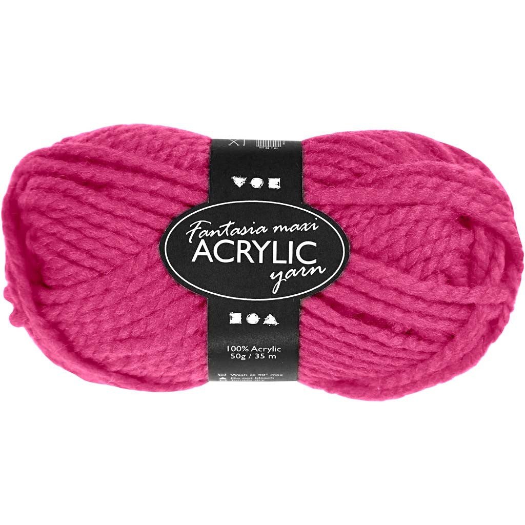 50g Fantasia Pink Knitting 100% Acrylic Wool Chunky Yarn 35 m - Neon Pink - Home - Crafts