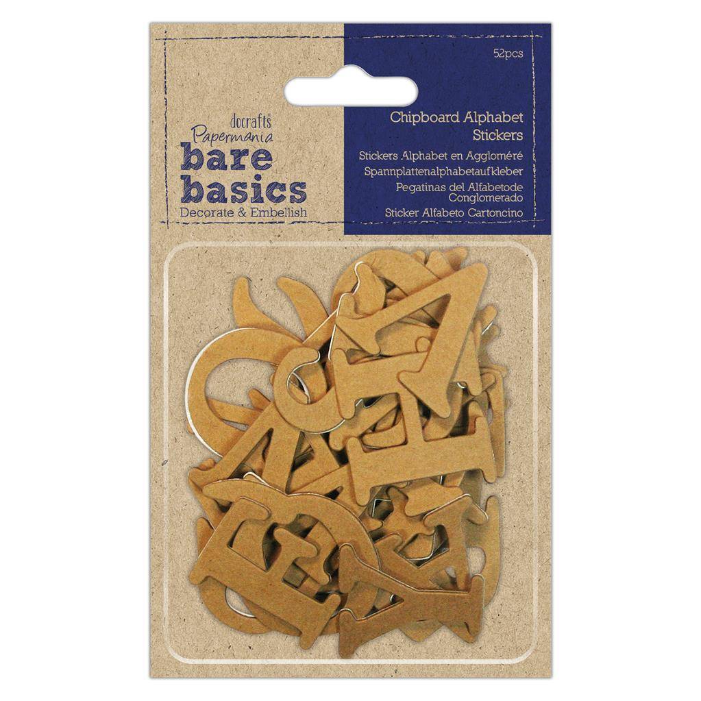 52 x Papermania Bare Basics Chipboard Alphabet Letters Sticker Scrapbooking Crafts 36mm - Home - Crafts