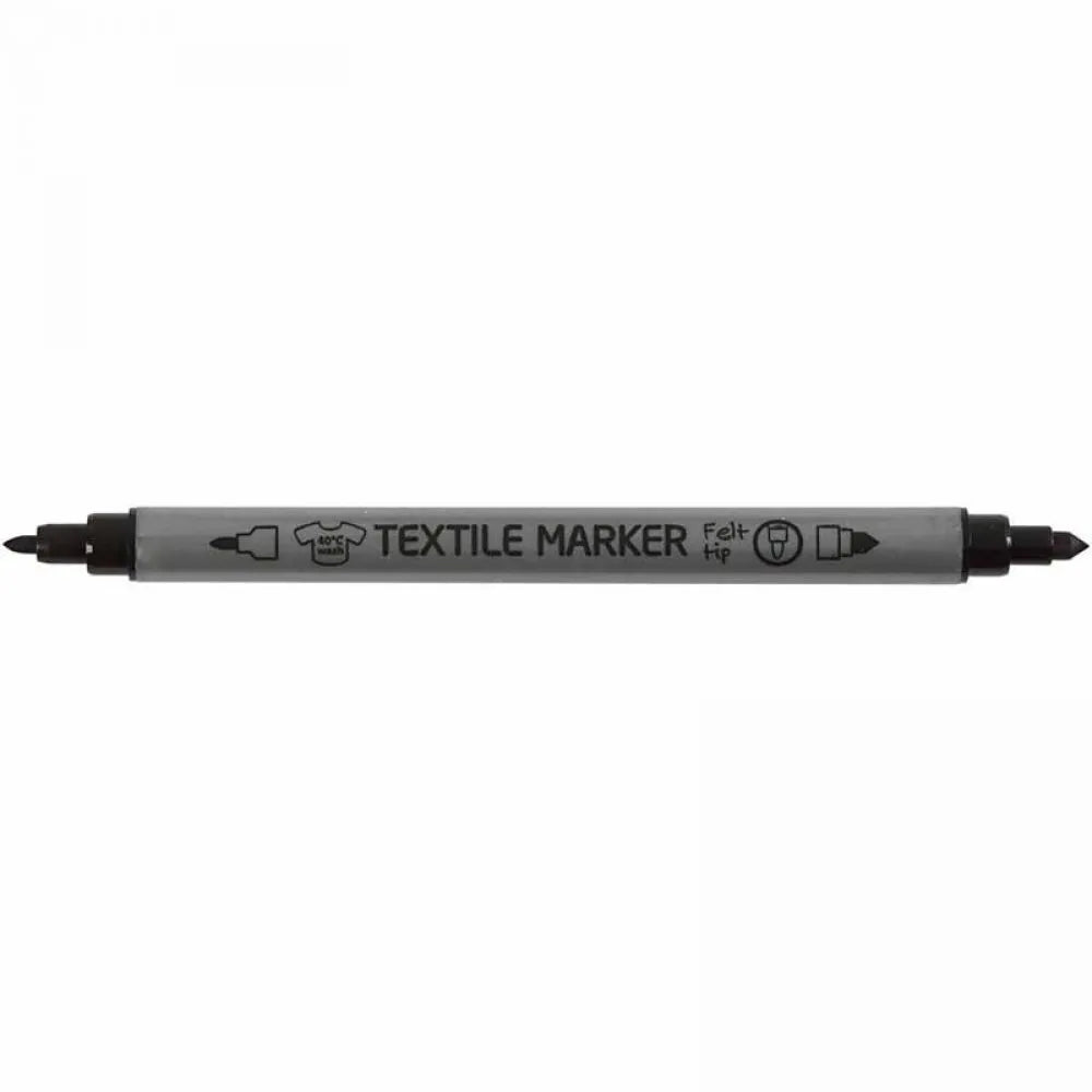6 x Black Colour Double Tip Textile Markers For Fabric Painting Decoration Craft