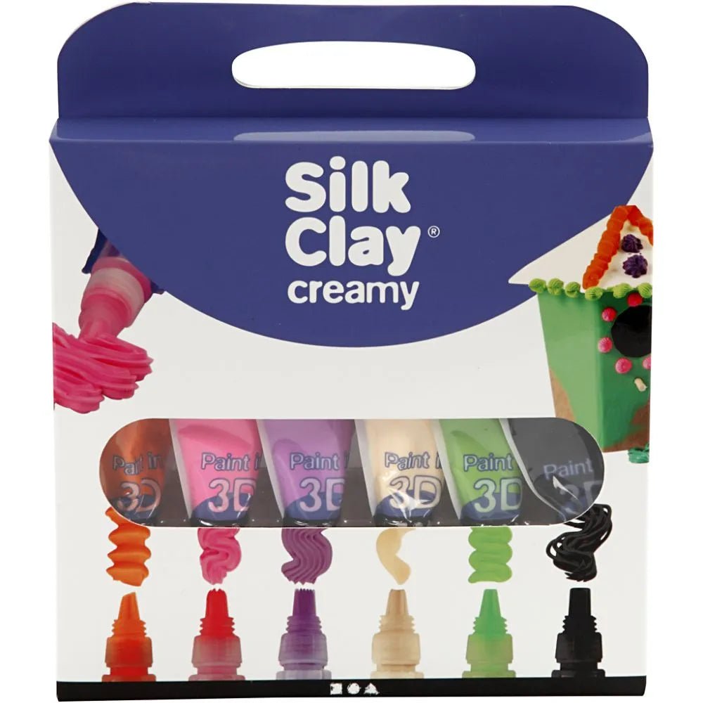 6 x Creamy Silk Clay Piping Bag Assorted Colours Moulding Ceramic Crafts 35ml