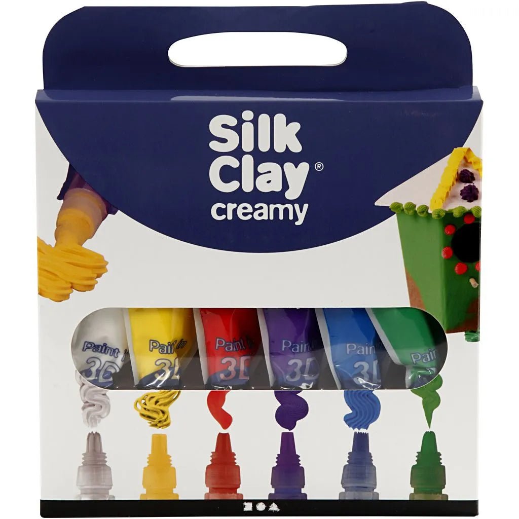 6 x Creamy Silk Clay Piping Bag Assorted Colours Moulding Ceramic Crafts 35ml
