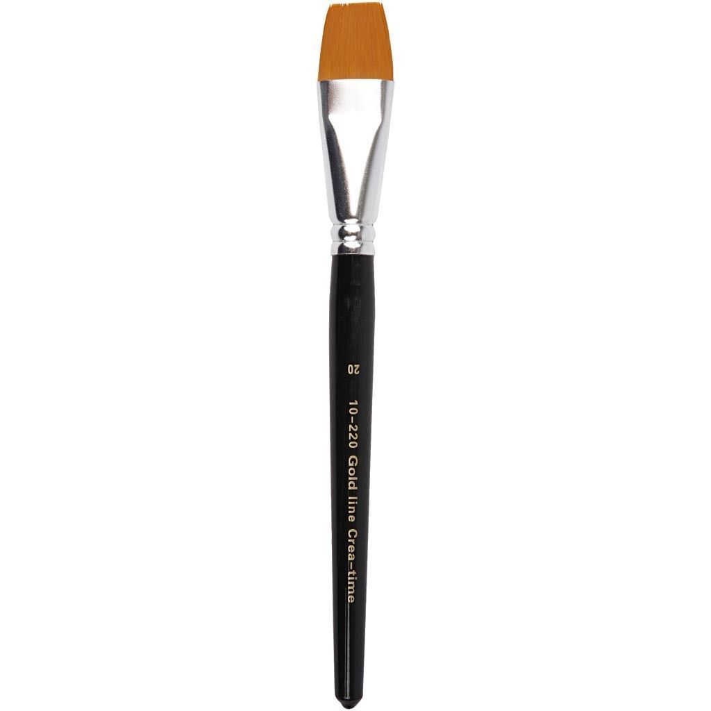 6 x Gold Line Flat Brush With Wooden Handle For Painting - Home - Crafts