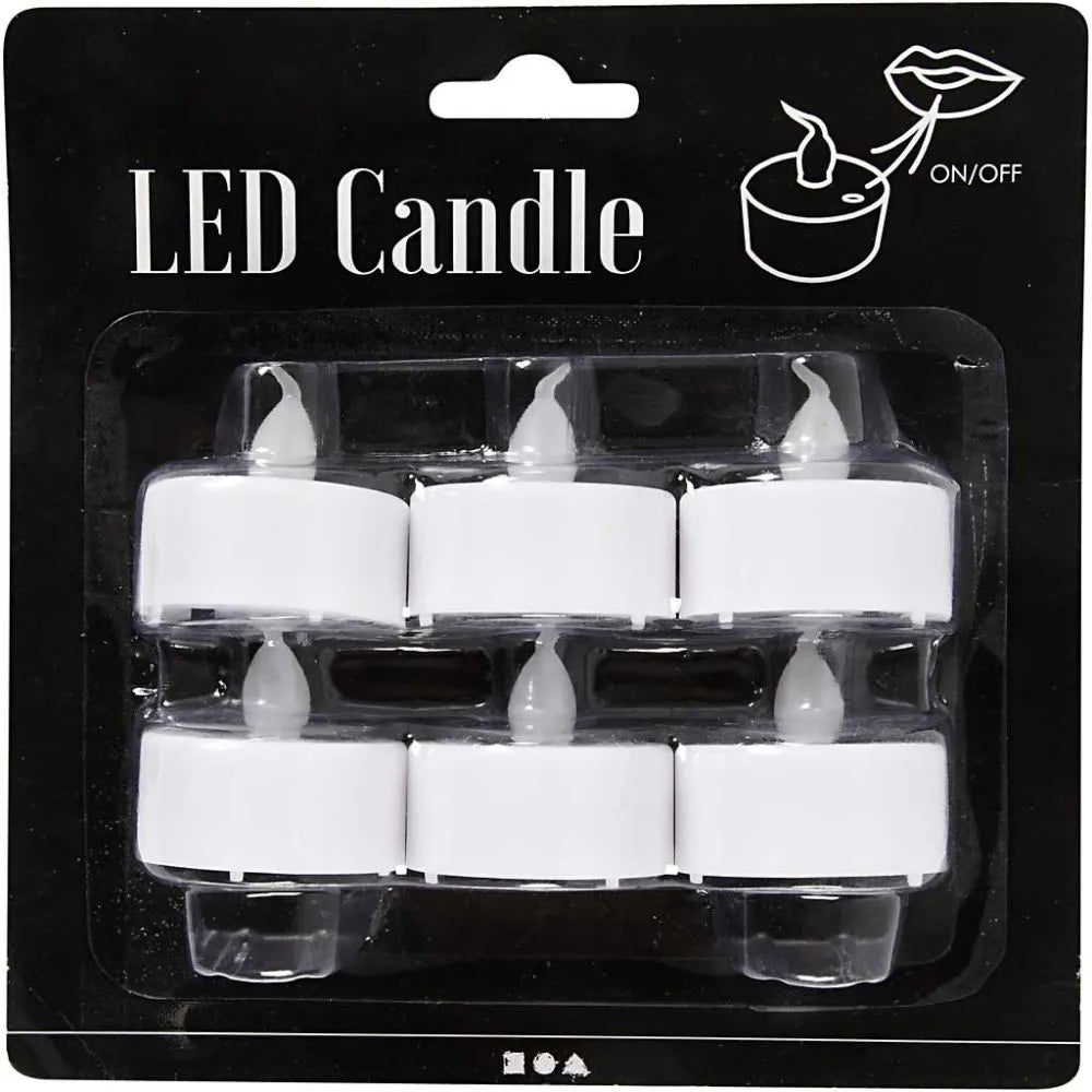 6 x LED Tea Light Plastic Candles Battery Operated Christmas Decorations Crafts