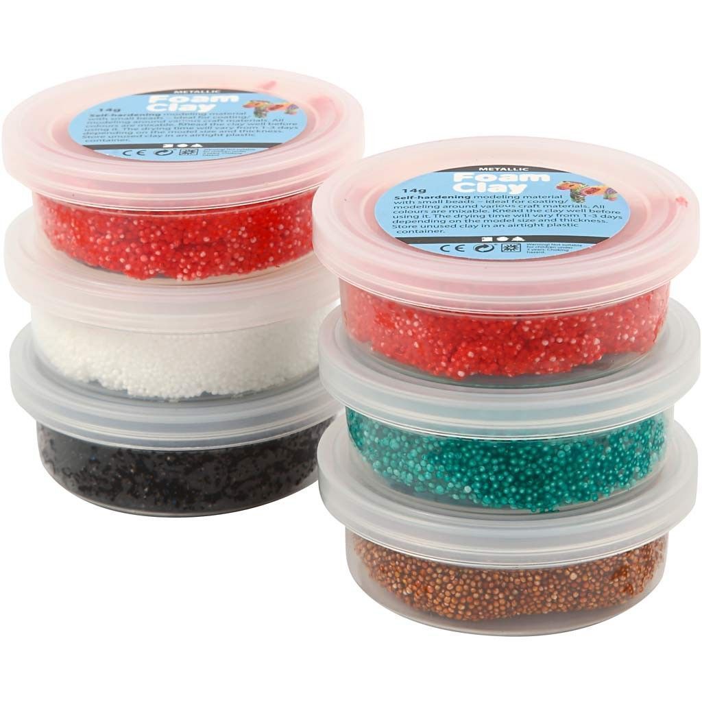 6 x Small Bead Assorted Christmas Colour Modelling Material Plastic Tubs 14 g - Home - Crafts