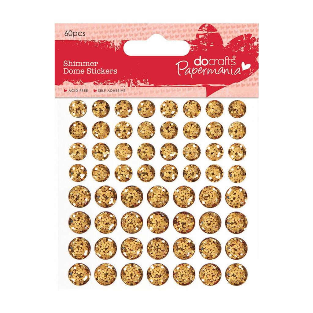 60 x Papermania Gold Shimmer Dome Stickers Scrapbooking Embellishments Crafts - Home - Crafts