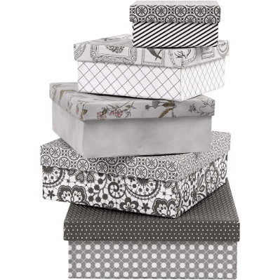 7 Square Boxes Paper Mache Cardboard Gift Storage Decorate Personalize