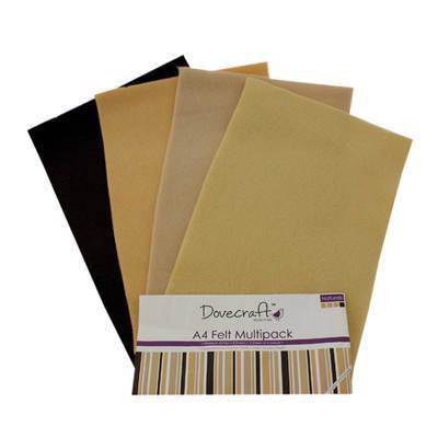 8 x A4 Dovecraft Polyester Craft Felt Sheets - Naturals - Home - Crafts
