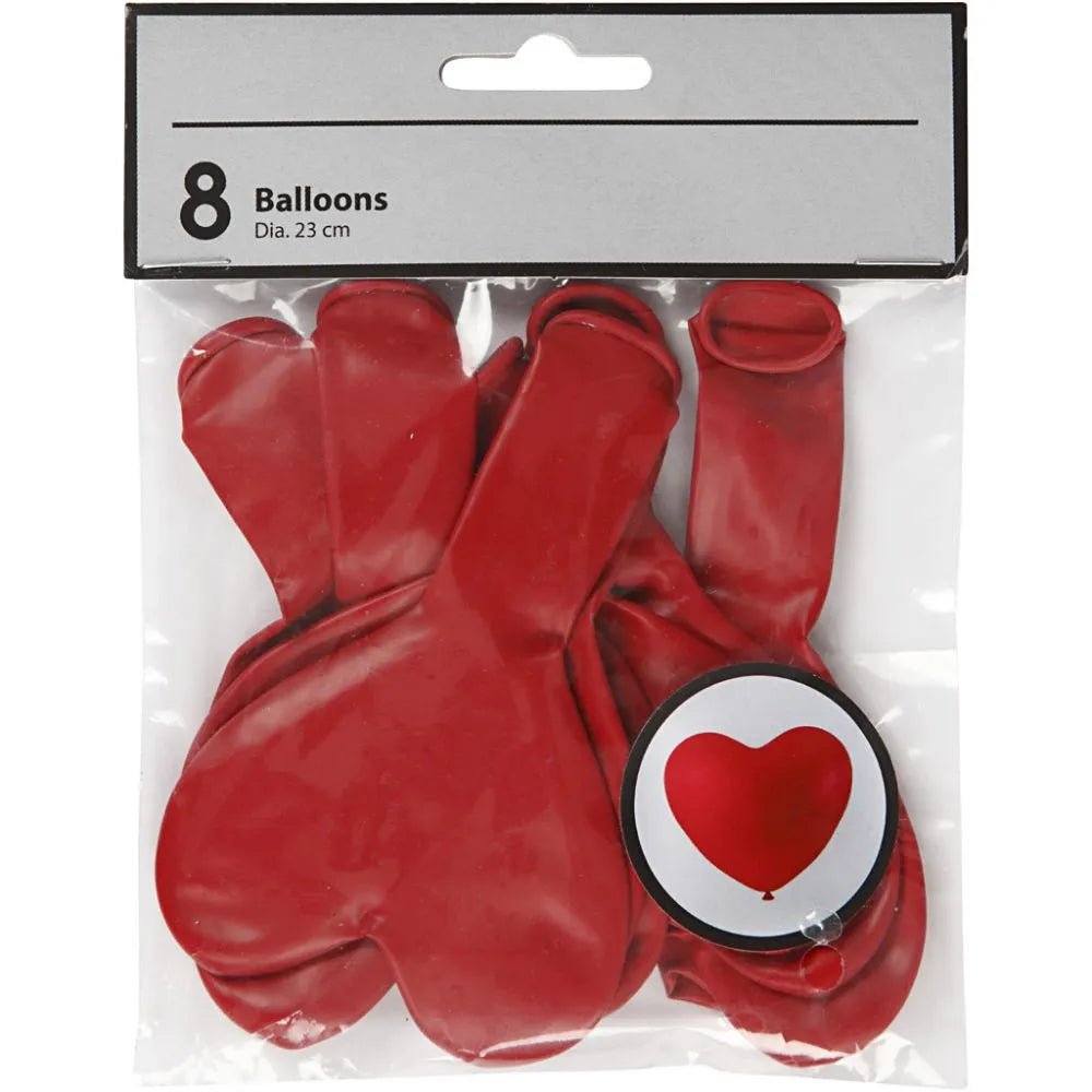 8 x Happy Moments Natural Rubber Red Colour Heart Shaped Balloons Party Crafts